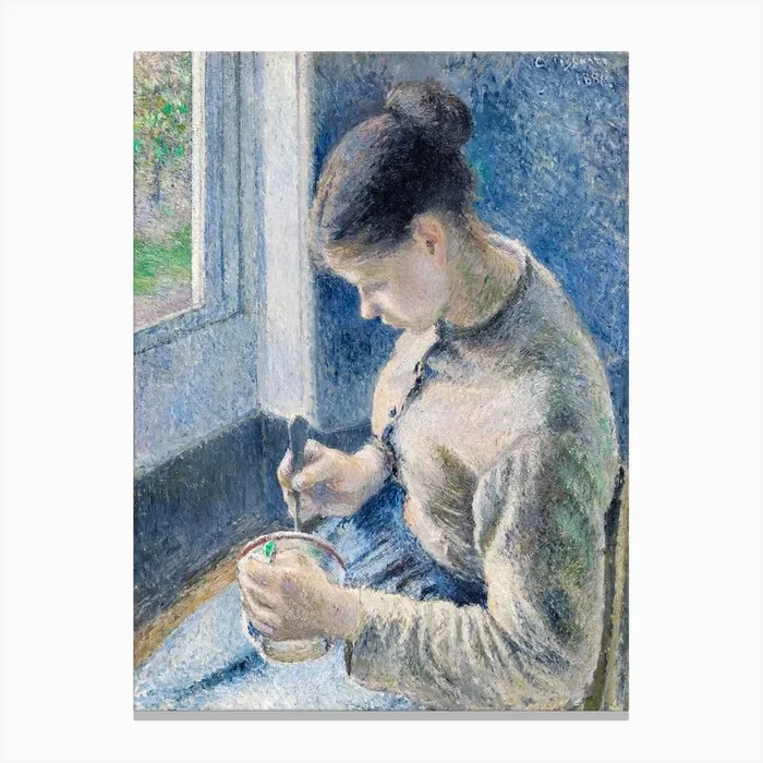 Young Peasant Having Her Coffee (1881), Camille Pissarro Canvas Print by Fy! Classic Art Prints and Posters