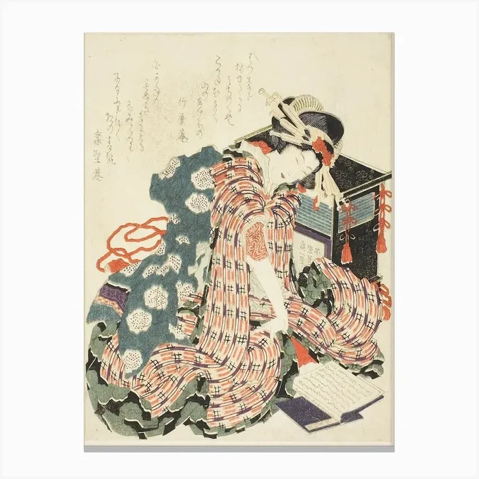 Young Woman Reading “The Pillow Book , Katsushika Hokusai Canvas Print by Fy! Classic Art Prints and Posters