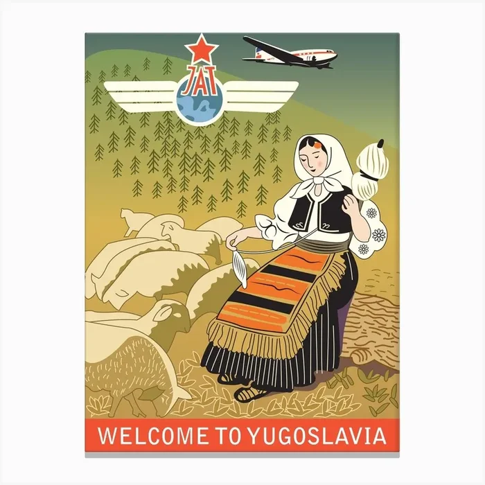 Yugoslavia Jat, Yugoslavian Airways Transport Canvas Print by Vintage Spirit