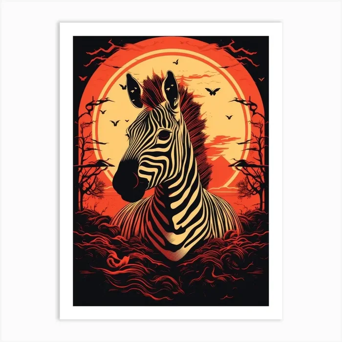 Zebra 5 Art Print by Moving Clouds Art
