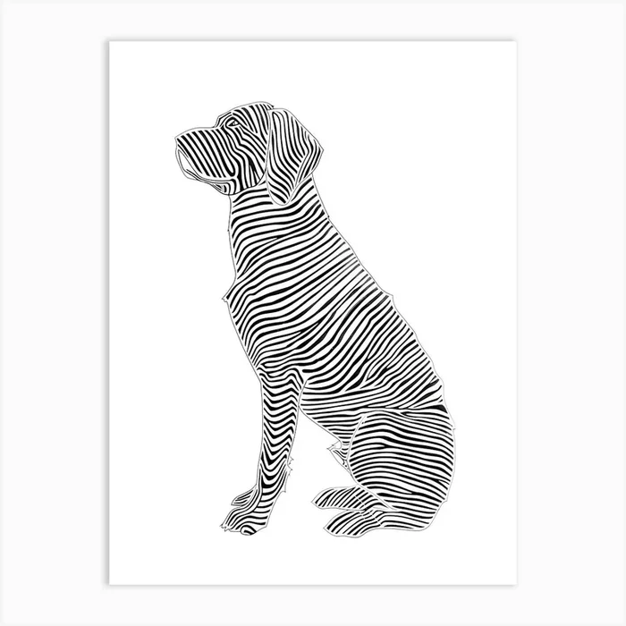 Zebra Dog animal lines art Art Print by JBJart Justyna Jaszke