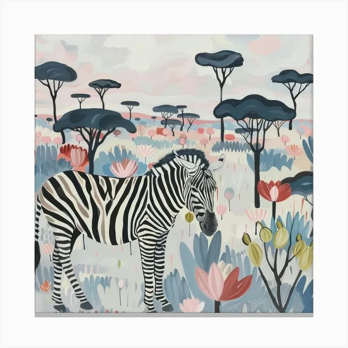 Zebra Pastel Illustration 3 Canvas Print by Tropic of Eden