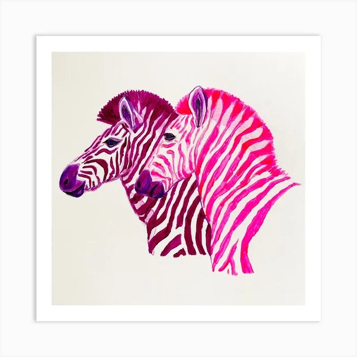 Zebras Square Art Print by Key and Sea Creative