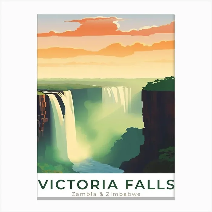 Zimbabwe And Zambia Victoria Falls Travel Canvas Print by Anwir