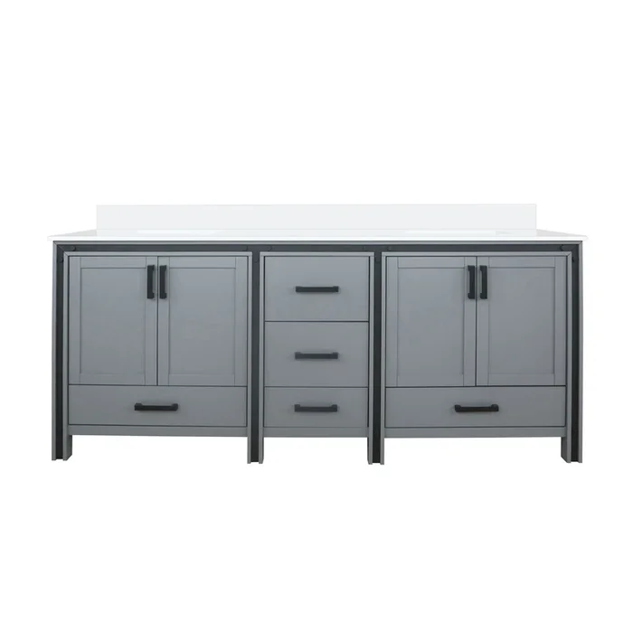 Ziva 80 in W x 22 in D Dark Grey Double Bath Vanity and White Quartz Top
