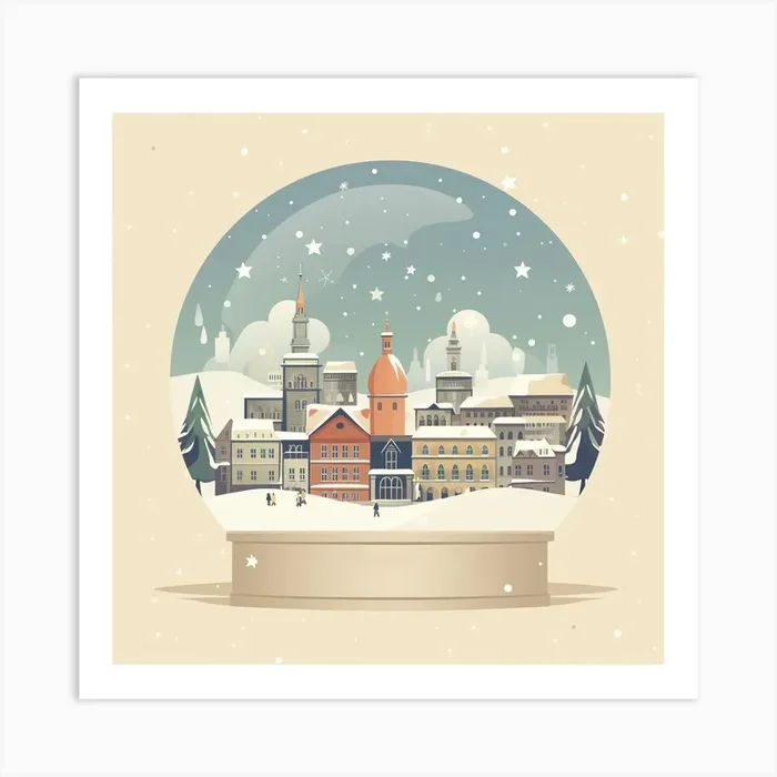 Zurich Switzerland 1 Snowglobe Art Print by Bon Hiver Prints