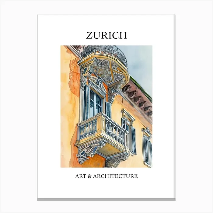 Zurich Travel And Architecture Poster 2 Canvas Print by Urban Vistas